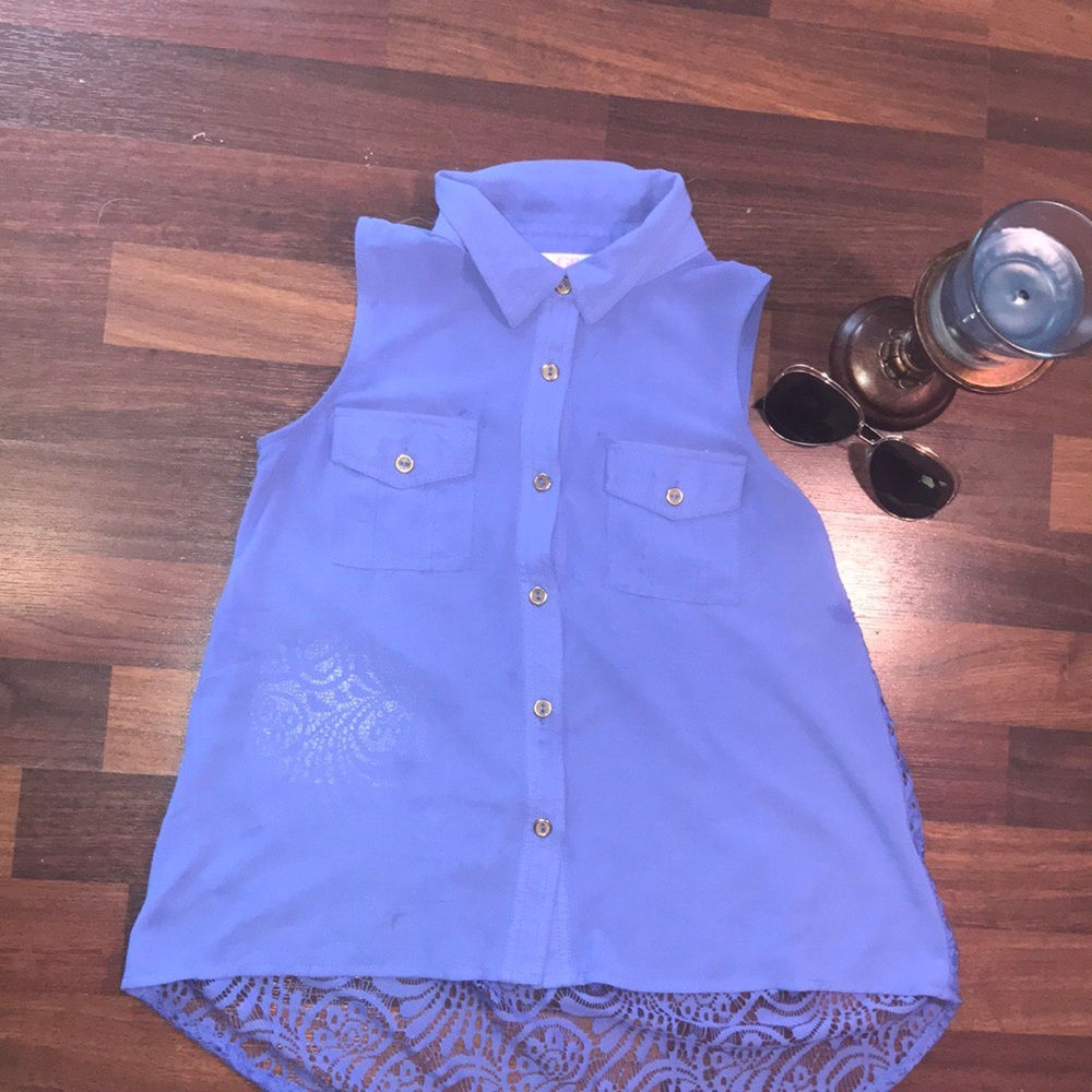 Blue sleeveless Girls shirt from Dillard’s